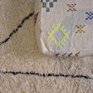 Berber Set Multicolor Wool Kilim Cover Square Pouf