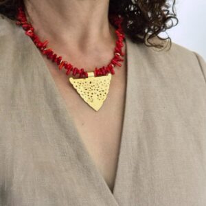 Amazigh Kabyle Red Coral Medallion Corail Necklace Jewelry