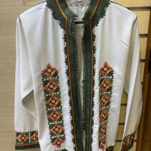Amazigh Handmade Linen Kimono Embroidered Trim Jacket for Everyday Personal Clothing Styling