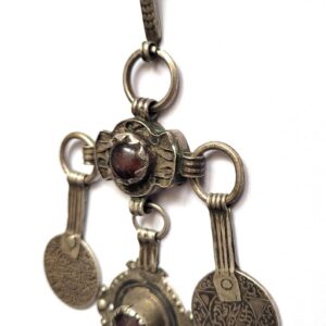Amazigh Silver Pendant with Vintage Coin Charms Pendentif