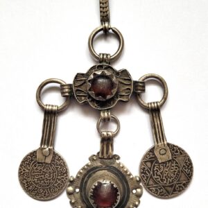 Amazigh Silver Pendant with Vintage Coin Charms Pendentif