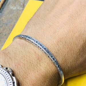 Amazigh Berber gravé Hand-Engraved 925 Silver Adjustable Cuff Bracelet