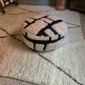 Berber Handmade Beni Ourain Wool Ottoman Boho Pouf