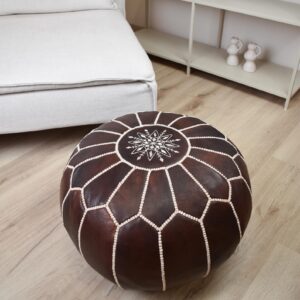 Amazigh Leather Handmade ottoman Delivered stuffed footstool Pouf