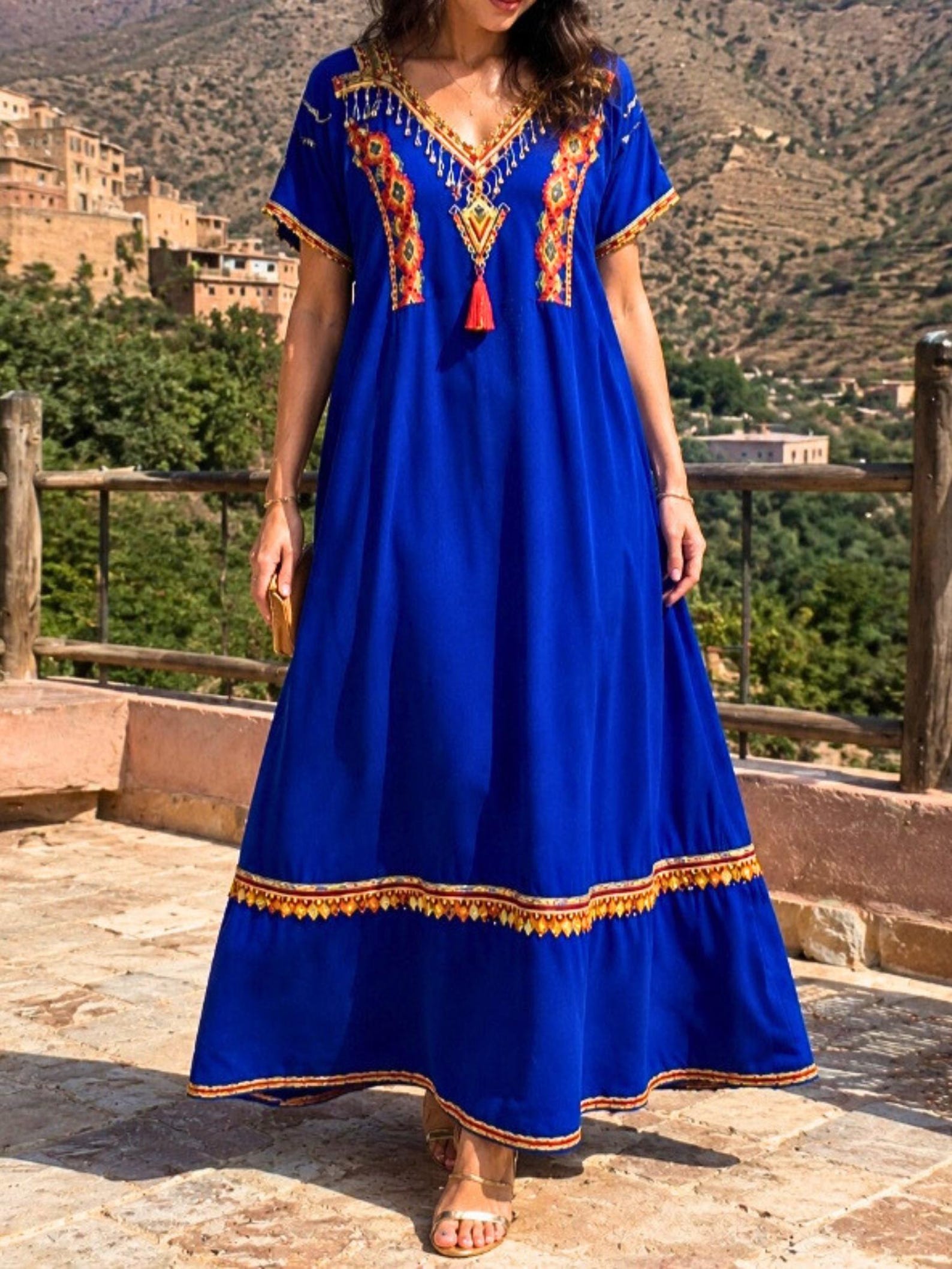 Berber Gandoura elegant dress Black Blue Djellaba for Everyday Personal Clothing Styling