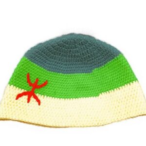 Berber Handmade Crochet Cap with Tifinagh Symbol Everyday Style