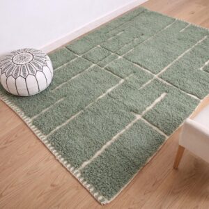 Berber Custom Design Wool Geometric Neutral Living Room Rug