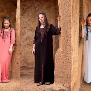Berber Maxi Dress Handmade Screen Printed Symbol Kaftan