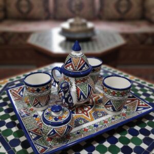 Amazigh Hand-Painted Ceramic Tea Set Traditional Pottery Mug