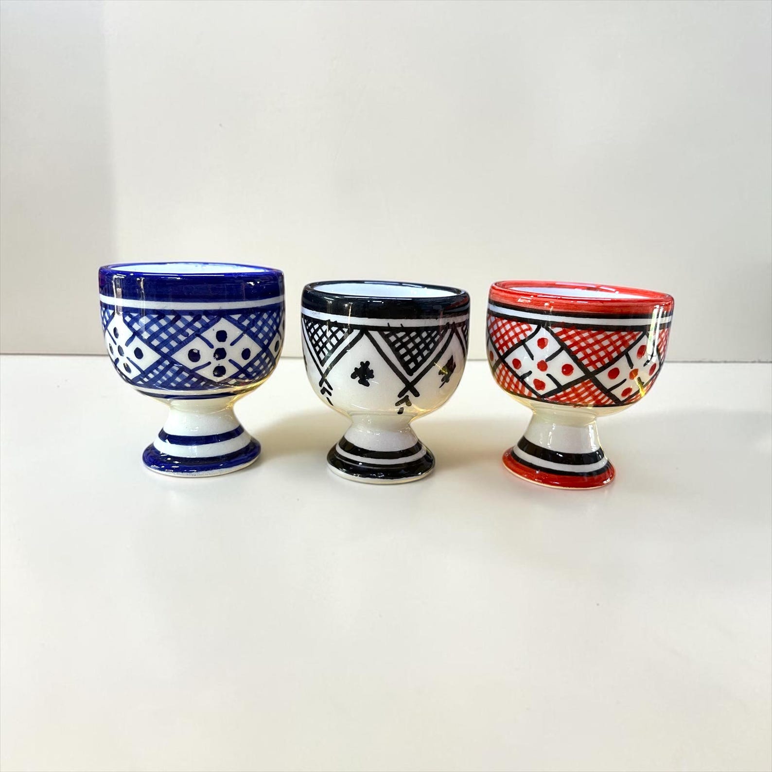 Amazigh Handmade Ceramic Egg Cups Set Hand Mug