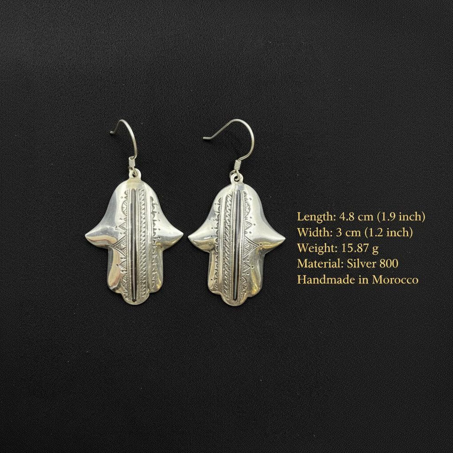 Berber Silver Hamsa Handmade Jewelry Khamsa Hand Earrings