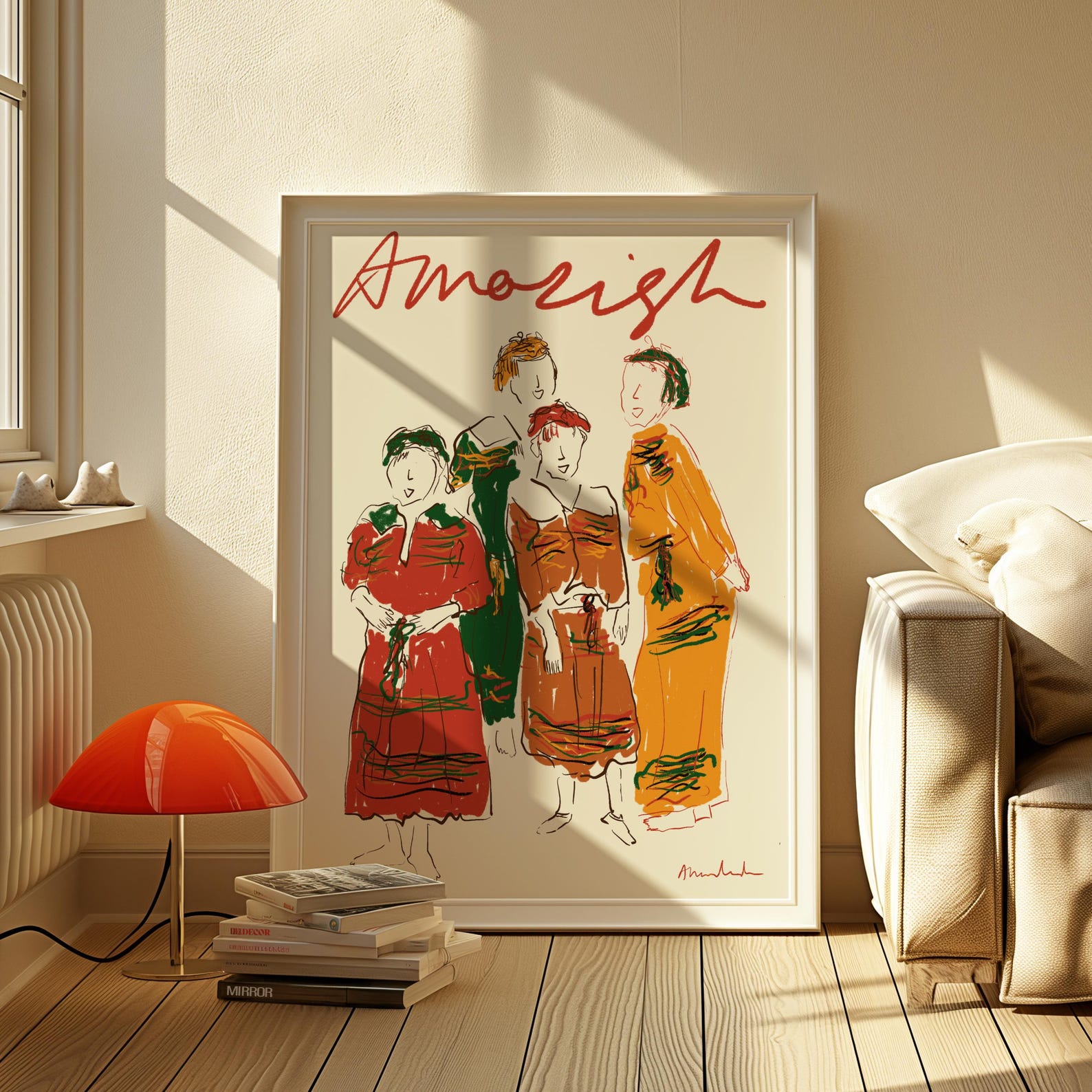 Amazigh Kabyle Women Art Print Algerian Illustration for Everyday Heritage Style Use