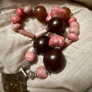 Berber Handmade Colorful Stamped Pendant Beaded Vintage Necklace
