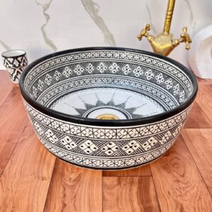 Amazigh Hand Painted Multiband Bathroom Sink Basin Ceramic Ring