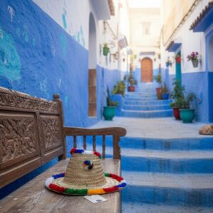 Berber Handmade Traza Straw Hat with Colorful Pom-Poms