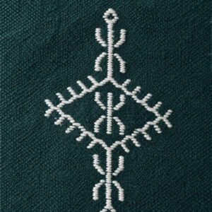 Amazigh Deep Teal Cotton Bedspread Handmade White Blanket