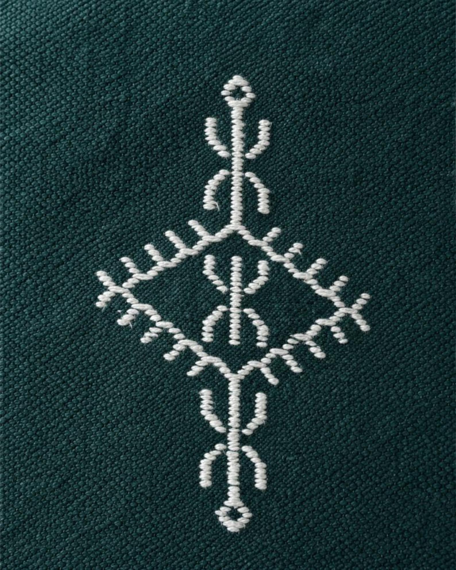 Amazigh Deep Teal Cotton Bedspread Handmade White Blanket