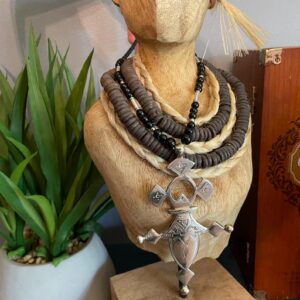 Amazigh HUGE Tuareg Tribal Silver Compass Cross Necklace