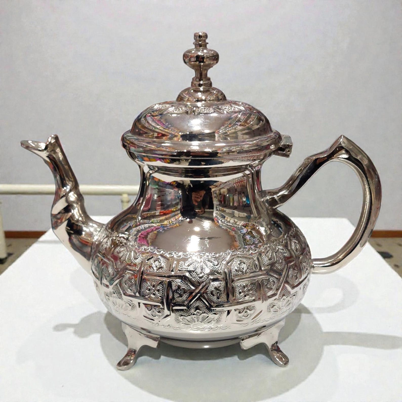 Amazigh Silver Tea Set Tray Glasses Handmade Traditional