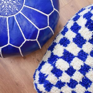 Berber Artisanal Leather Pouffe Handmade Delivered stuffed Pouf