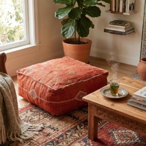 Berber Sabra Marocain Fait Main Berbère en Pouf