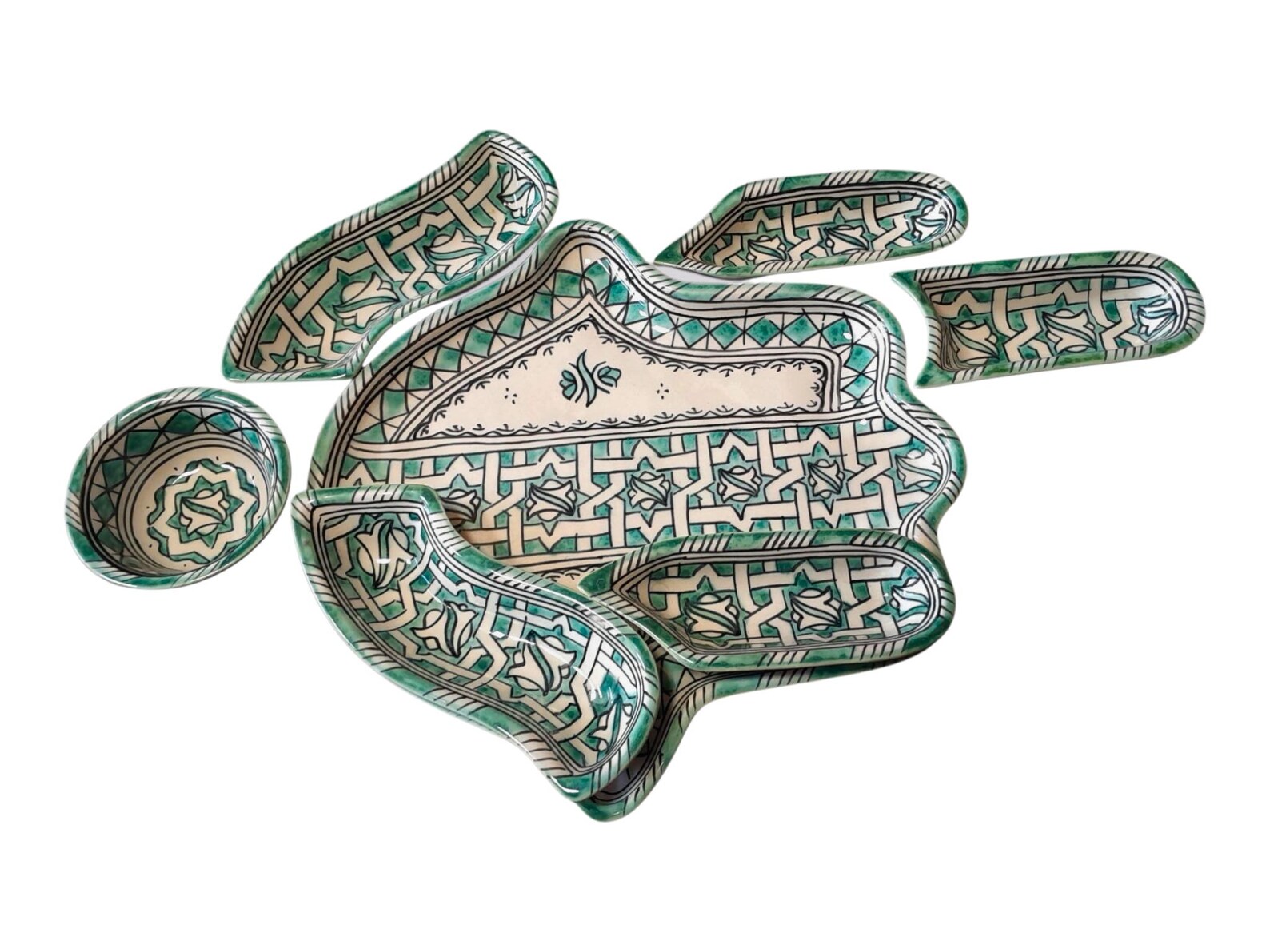 Amazigh Elegant Serving Set Pieces Handmade Ceramic Piece