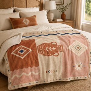 Berber Amazigh Pottery Symbol Soft Plush Sherpa Throw Blanket