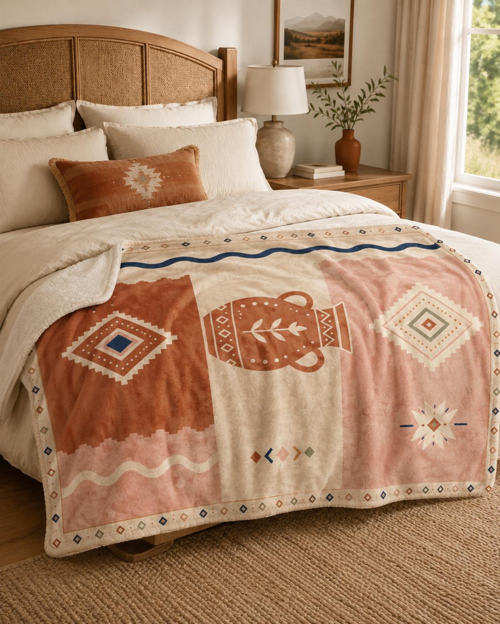 Berber Amazigh Pottery Symbol Soft Plush Sherpa Throw Blanket