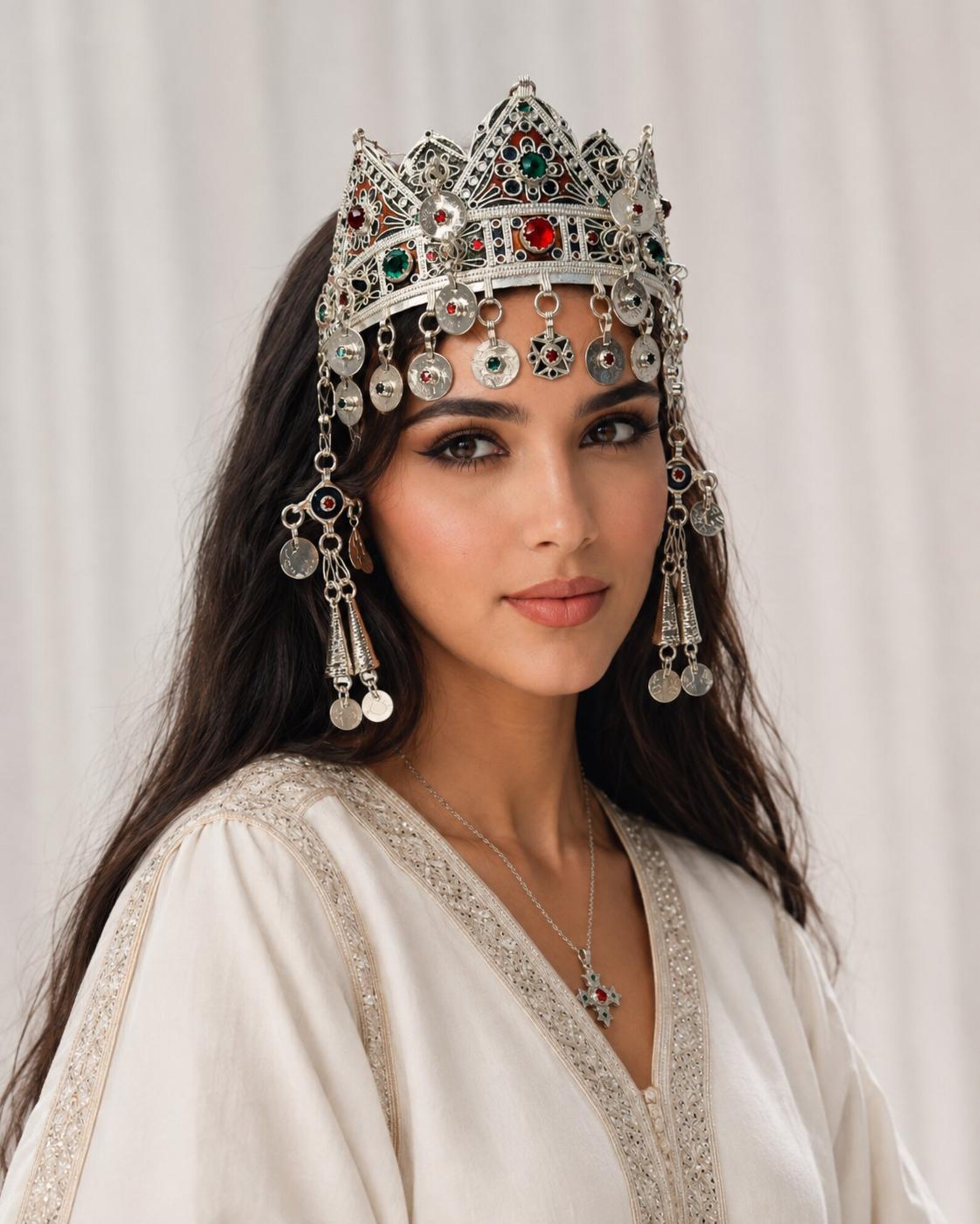Berber Bridal Crown Wedding Headpiece Silver Tribal Headband