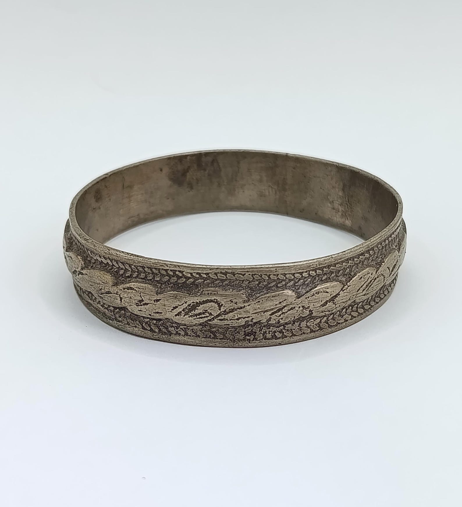 Berber Vintage Handmade Mixed Metal Twisted Tribal Bangle Bracelet