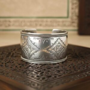 Berber Silver Cuff Handmade Traditional Engraved Wide Bracelet