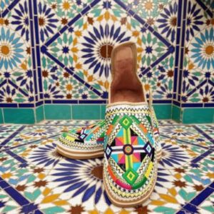 Amazigh Handmade Leather Babouches Embroidered Slippers Babouche Shoes