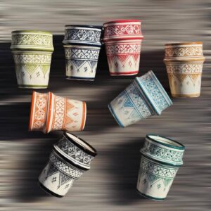 Amazigh Set of 8 Authentic Beldi Tea Cups Mug