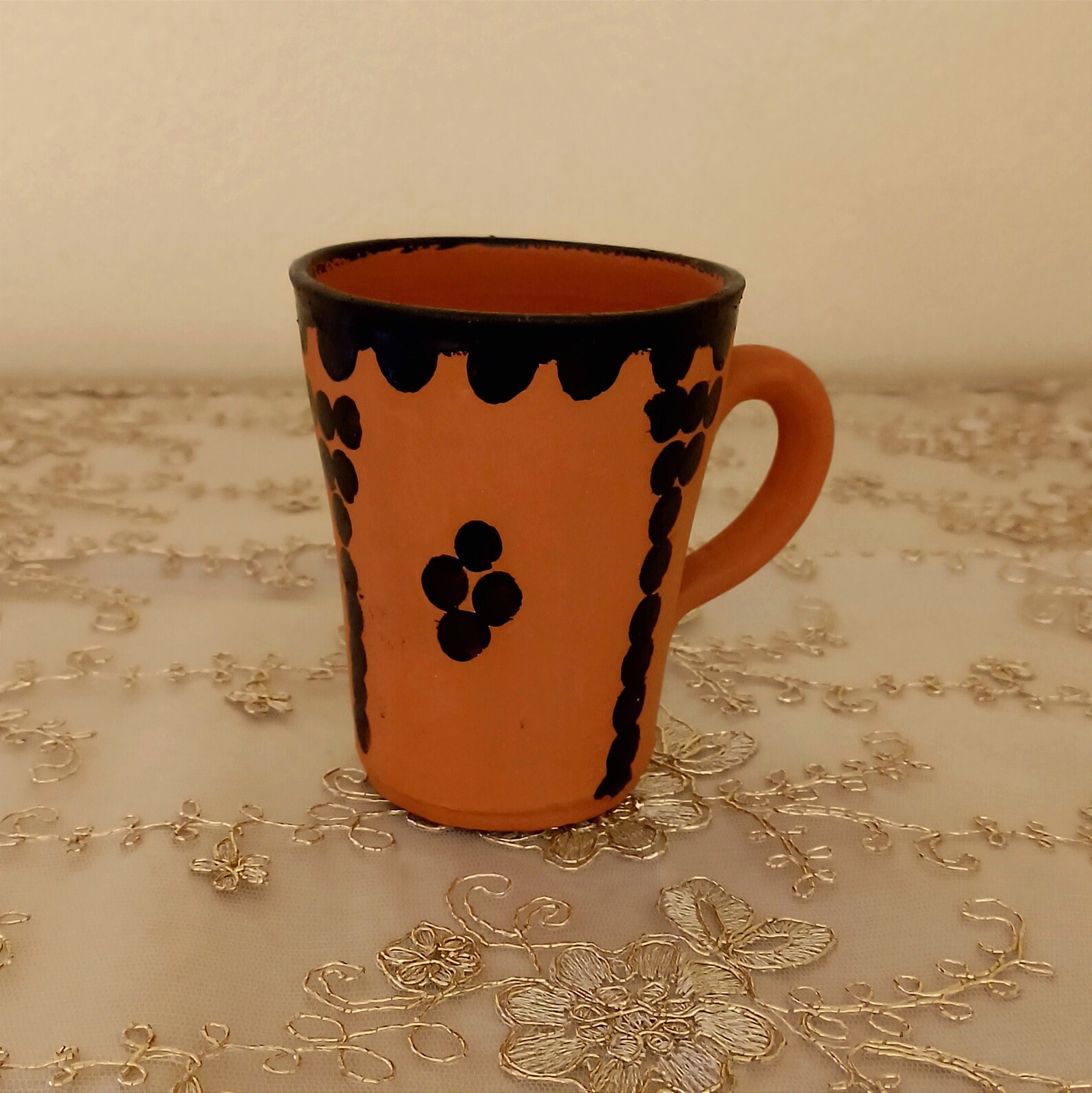 Amazigh Red Clay Ceramic Mug Traditional Kitchen Dining Cup
