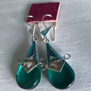 Amazigh Pure 925 Silver Tuareg Glass Silversmith Earrings