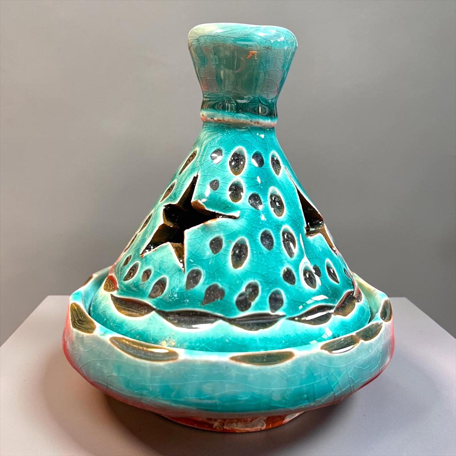 Berber Handmade Mini Ceramic Tealight Tagine Candle Holder