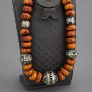 Berber Antique Handmade Silver Filigree Bead Statement Necklace