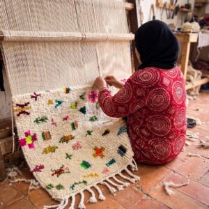 Handmade Amazigh Berber Tifinagh Geometric Natural Wool Area Rug