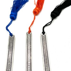Amazigh Handmade Silver-Tone Hamsa Metal Bookmark with Silk Tassel