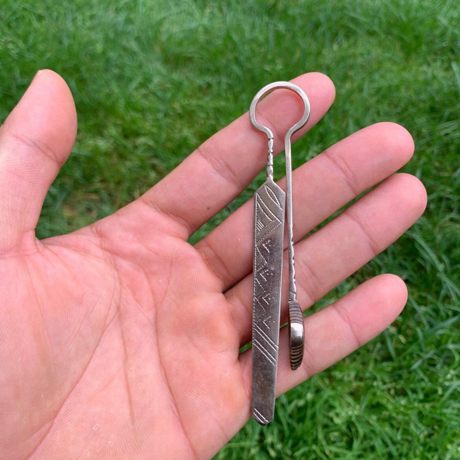 Berber Tuareg Hand-Engraved Metal Bookmark with Natural Tiger Eye