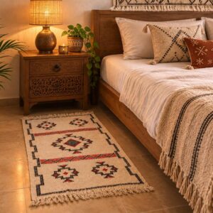 Berber Cream Handmade Geometric 100x50 cm Small Rug