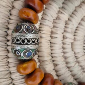 Berber Antique Handmade Silver Filigree Bead Statement Necklace