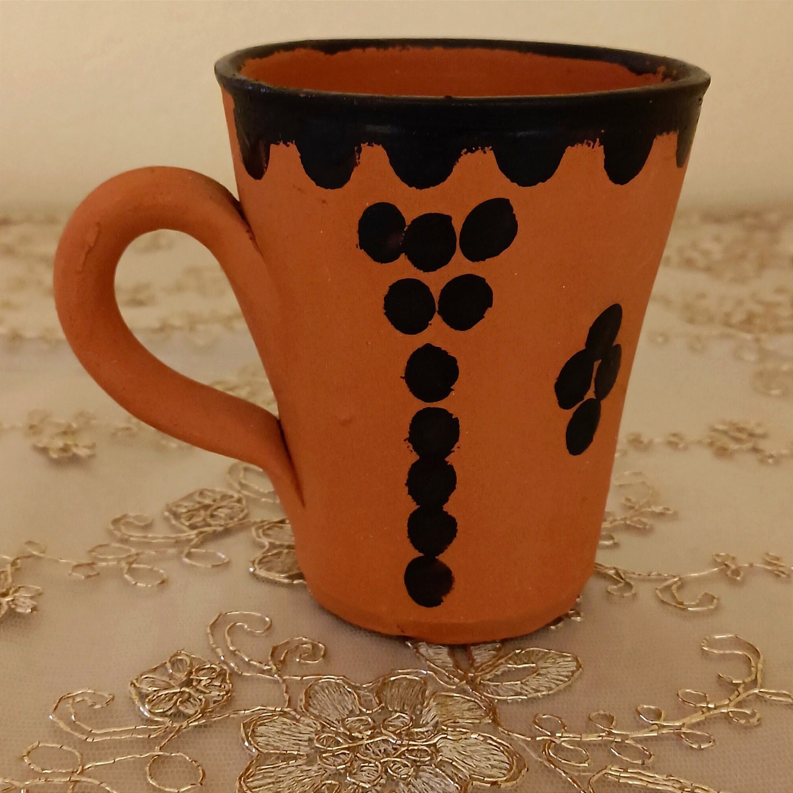 Amazigh Red Clay Ceramic Mug Traditional Kitchen Dining Cup