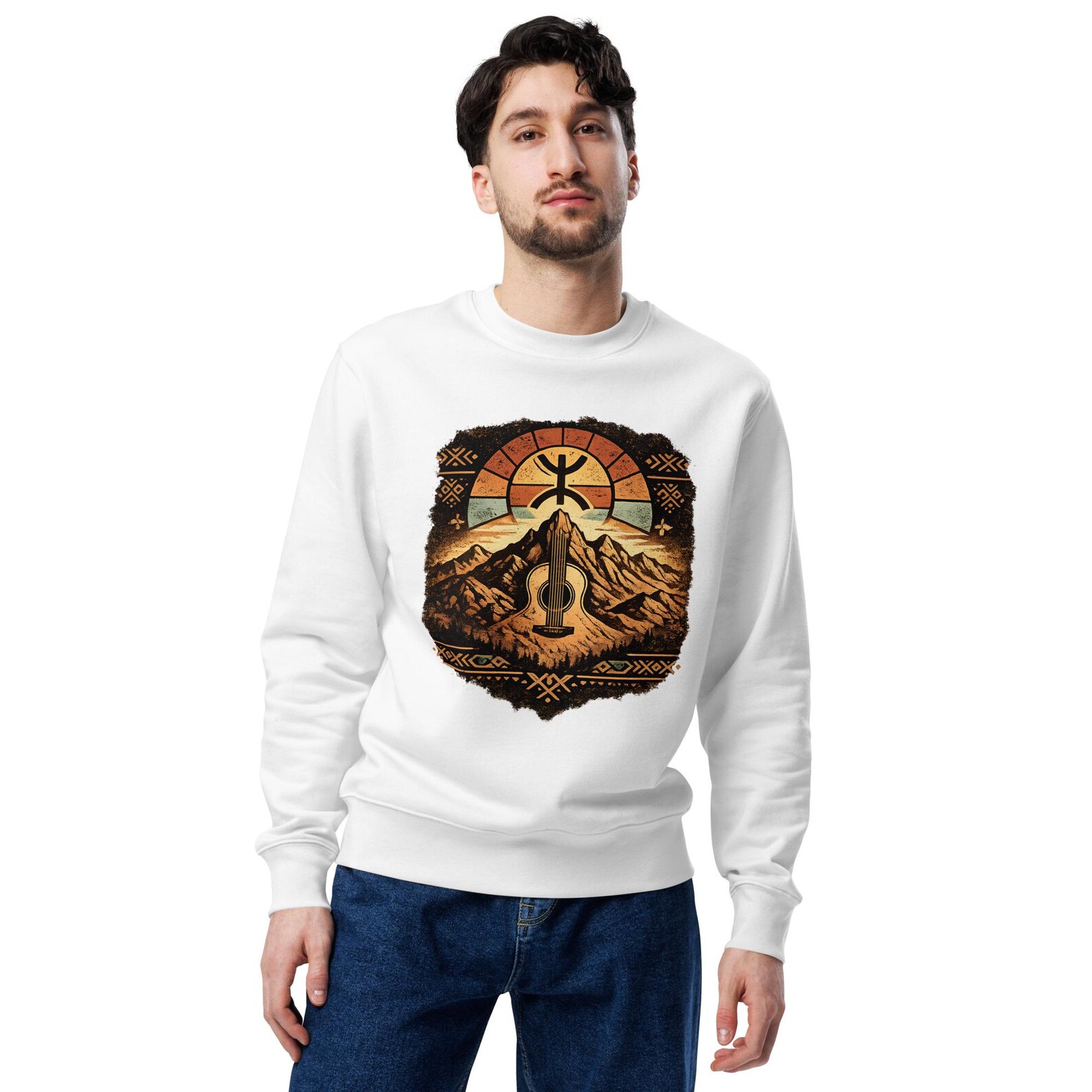 Amazigh Berber Yaz Symbol Unisex Sweatshirt Mountain Landscape Ring