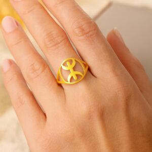 Amazigh Berber Kabyle Tifinagh Yaz Unisexe Stainless Steel Ring