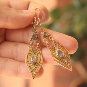 Berber Tuareg Labradorite or Garnet Gemstone Boho Earrings