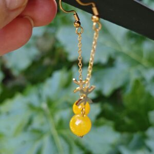 Amazigh Boucles d'oreilles YAZ tifinagh acier inoxydable avec pierres naturelles Adaptation moderne