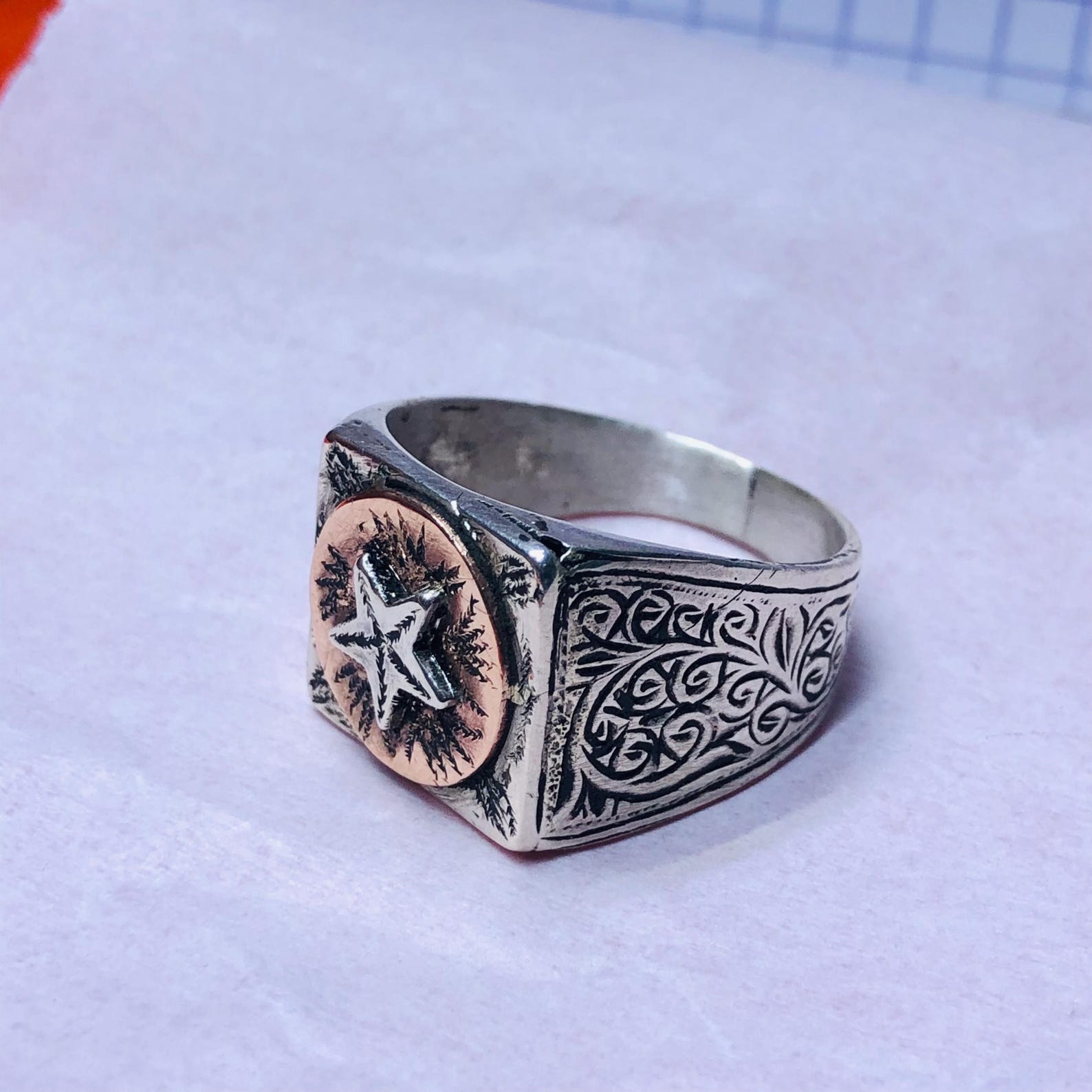Handmade Berber Tuareg Engraved 925 Sterling Silver Adjustable Ring
