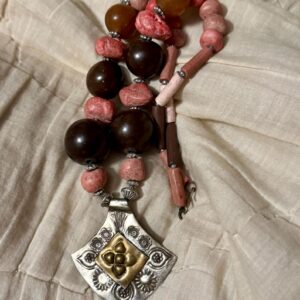 Berber Handmade Colorful Stamped Pendant Beaded Vintage Necklace