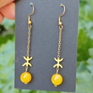 Amazigh Boucles d'oreilles YAZ tifinagh acier inoxydable avec pierres naturelles Adaptation moderne